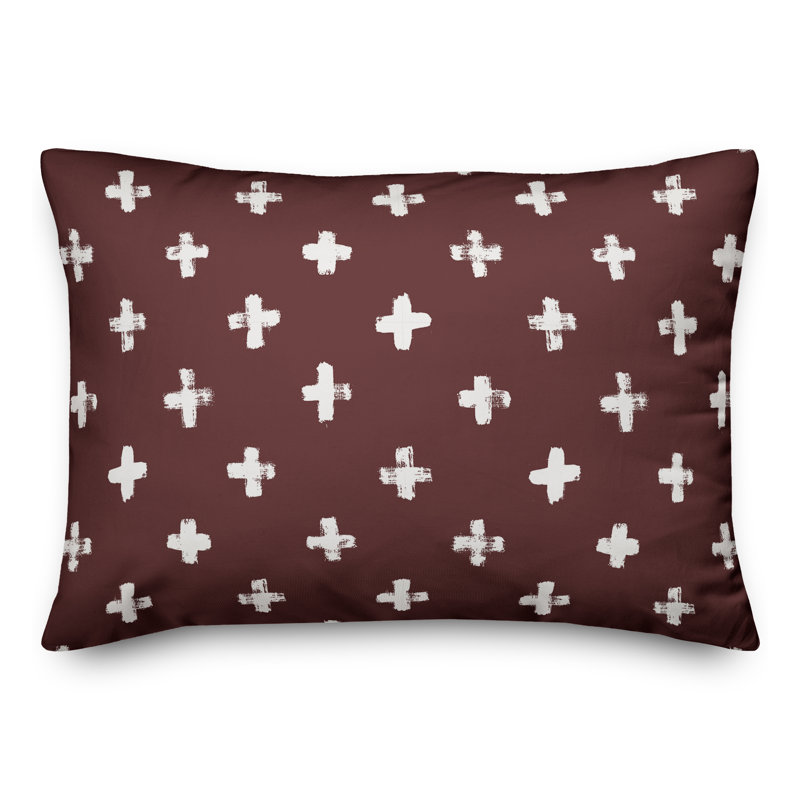  Coussin décoratif intérieur / extérieur en polyester à pois, H 18 po x l 25 po, Marron