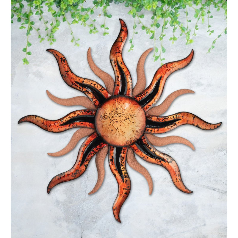 36 Inch Sun Metal Outdoor Wall Decor with Multi Color Weather Resistant Finish for Indoor and Outdoor Home Accent - Santa Fe