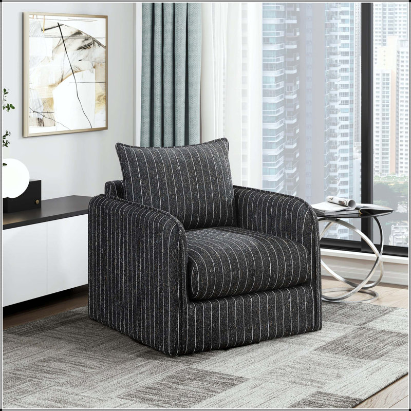 Chaise d'appoint contemporaine pivotante avec coussins réversibles et rotation à 360 degrés