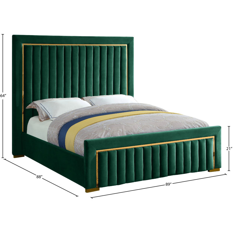 Lit-bateau tapissier Dolce, Velours vert, Très grand