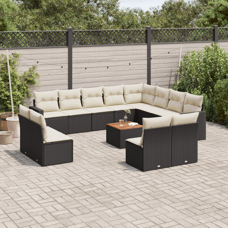 Ensemble de canapé de jardin Vidaxl noir, blanc crème
