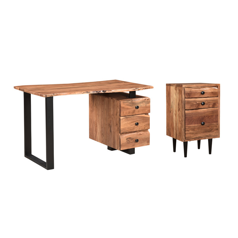 Bureau en bois massif Finneytown, Marron / Noir