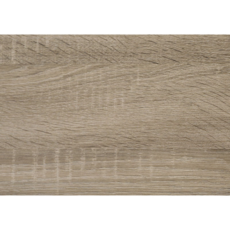 Table de rangement transitionnelle en taupe - pieds carrés, dessus de chambre stratifié avec tablette ouverte foncée, protecteurs de plancher