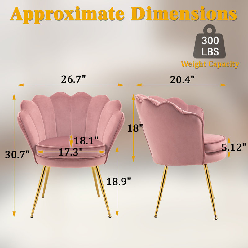 Accent Chairs Set Of 2, Pink Velvet