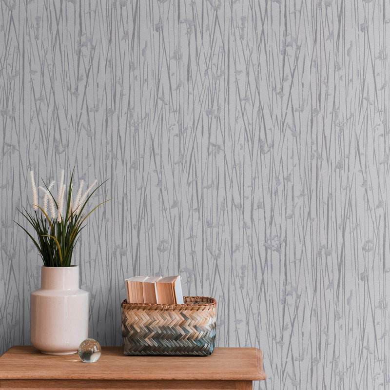 Deraway 10.05m x 53cm Textured Matte Paste the Wall Wallpaper Roll, Off White/Silver