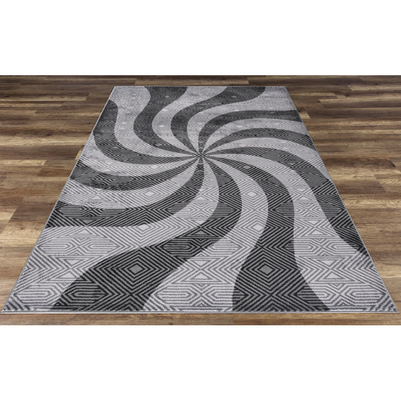 Tapis gris / noir Dinkins, Rectangle 2 pi 2 po x 3 pi