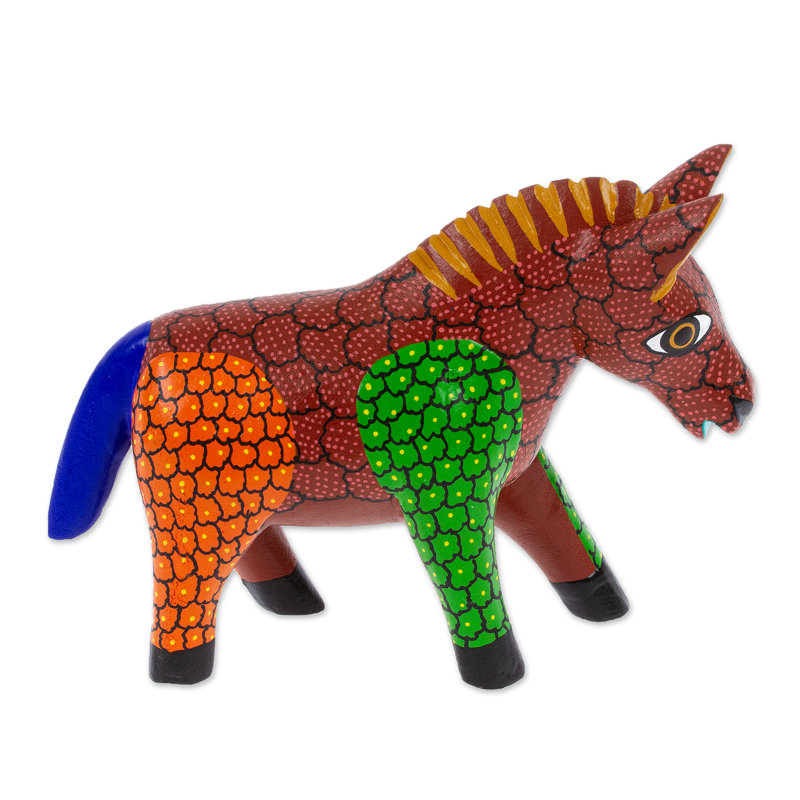  Handmade Delightful Donkey Wood Alebrije Figurine