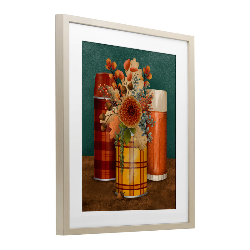«Autumnal Thermos & Botanicals», reproduction sous verre encadrée, conception de Jilly Jack Designs, H 16 po x l 13 po