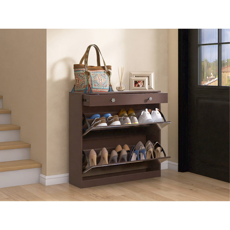 Range-chaussures à miroir avec 2 tiroirs et rangement pour la chambre à coucher