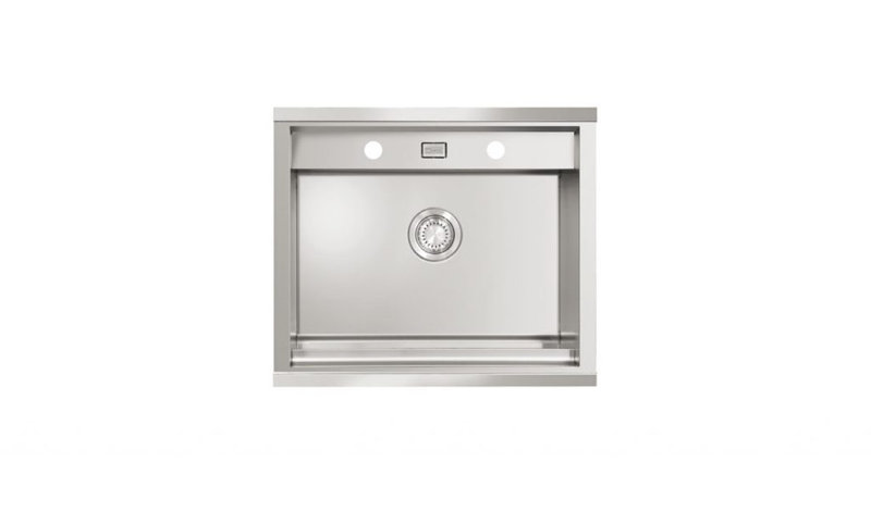 Ukinox 500mm W Single Bowl Stainless Steel Kitchen Sink with 2 Faucet Holes, 245mm H x 580mm W x 500mm D
