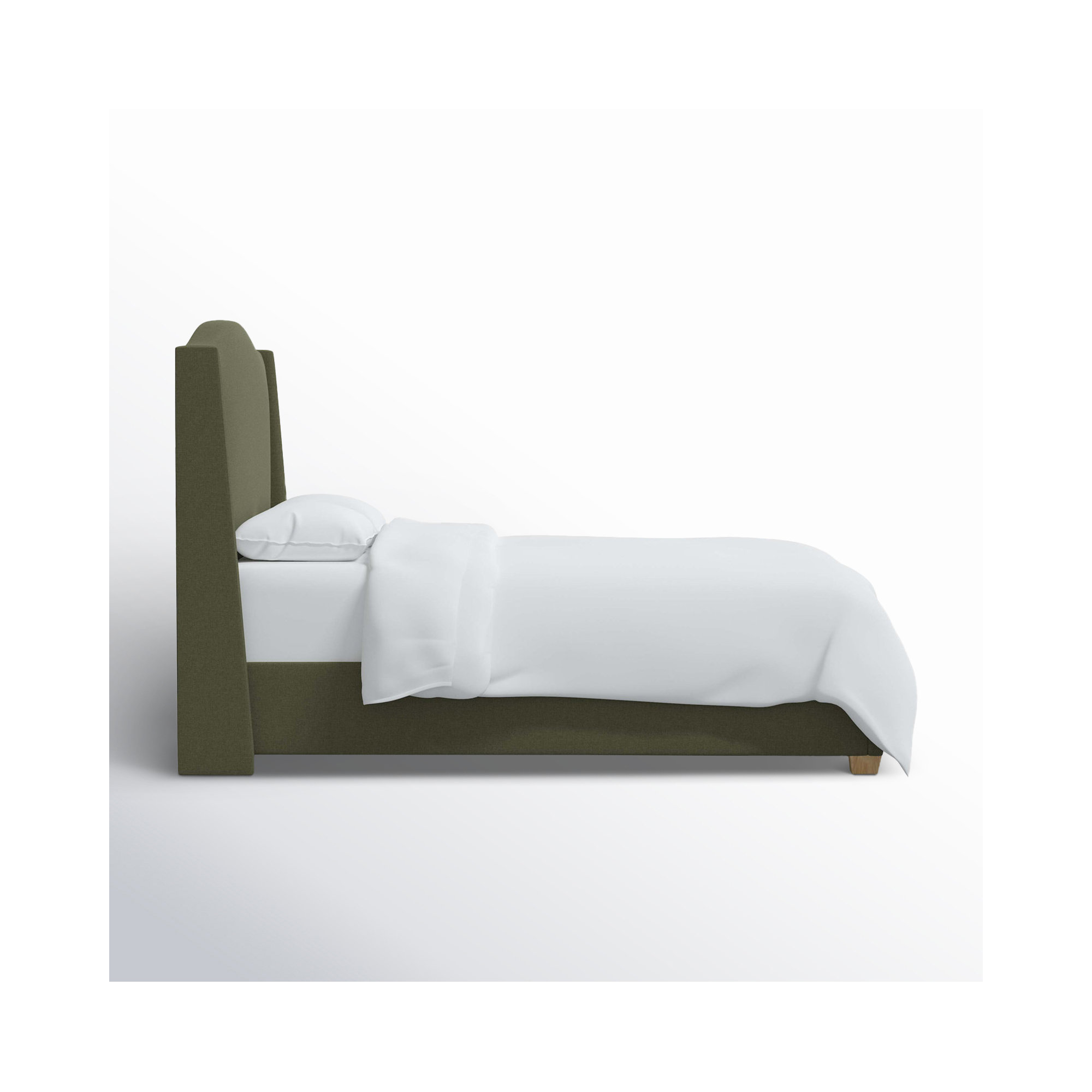 Allis Upholstered Wingback Bed, Full, Zuma Laurel Textured Linen