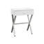 Table d'appoint moderne en stratifié blanc lustré avec piètement en métal et tiroir de rangement pour salon et chambre à coucher - Poignées décoratives
