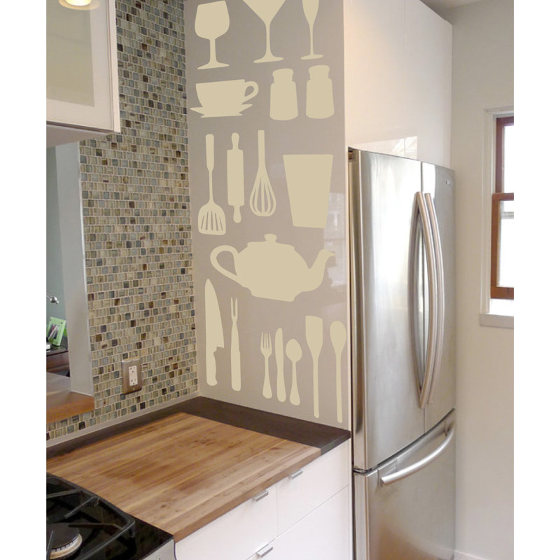 Food & Beverage Non-Wall Damaging Wall Decal, 37" H x 29" W x 0.01" D, Beige