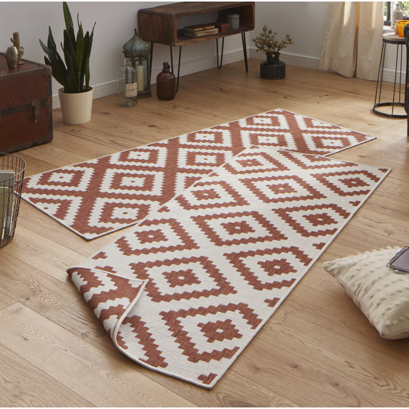Malta Flatweave Orange/Cream Rug, Runner 80 x 250 cm