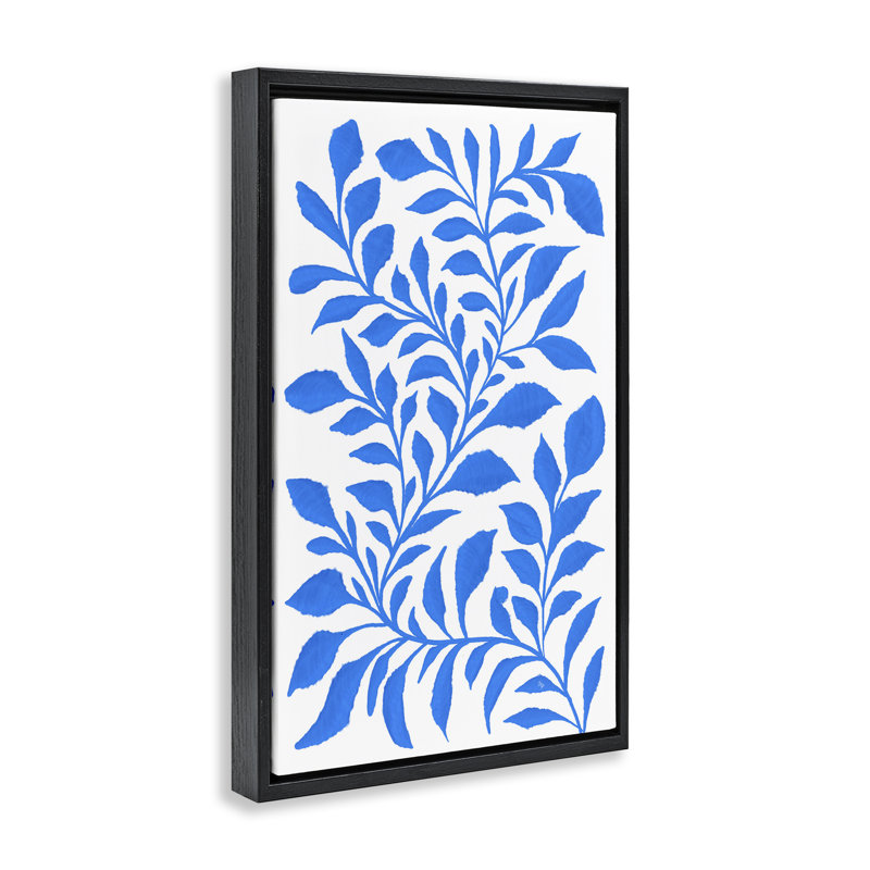 Toile flottante encadrée «Blue Snake Plant» par Martina Pavlova, Cadre flottant noir de jais, H 31 po x l 21 po