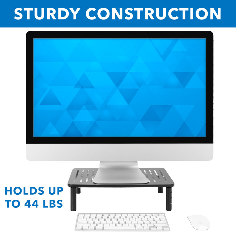 Black Adjustable Metal Mesh Monitor Riser with Silicone Pads