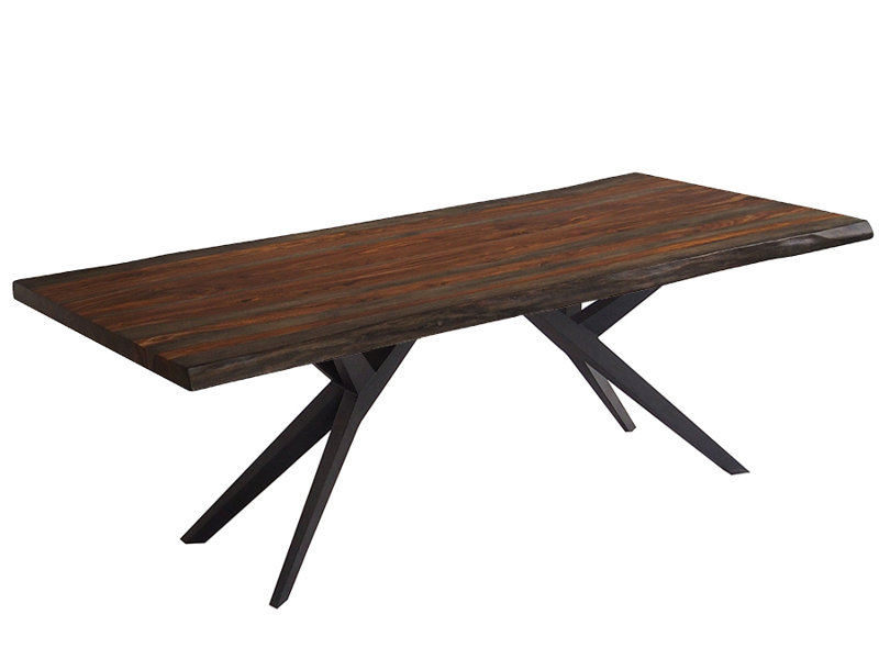 Table de salle à manger Chimereze, H 30 po x L 84 po x l 40 po, Bois de sheesham gris