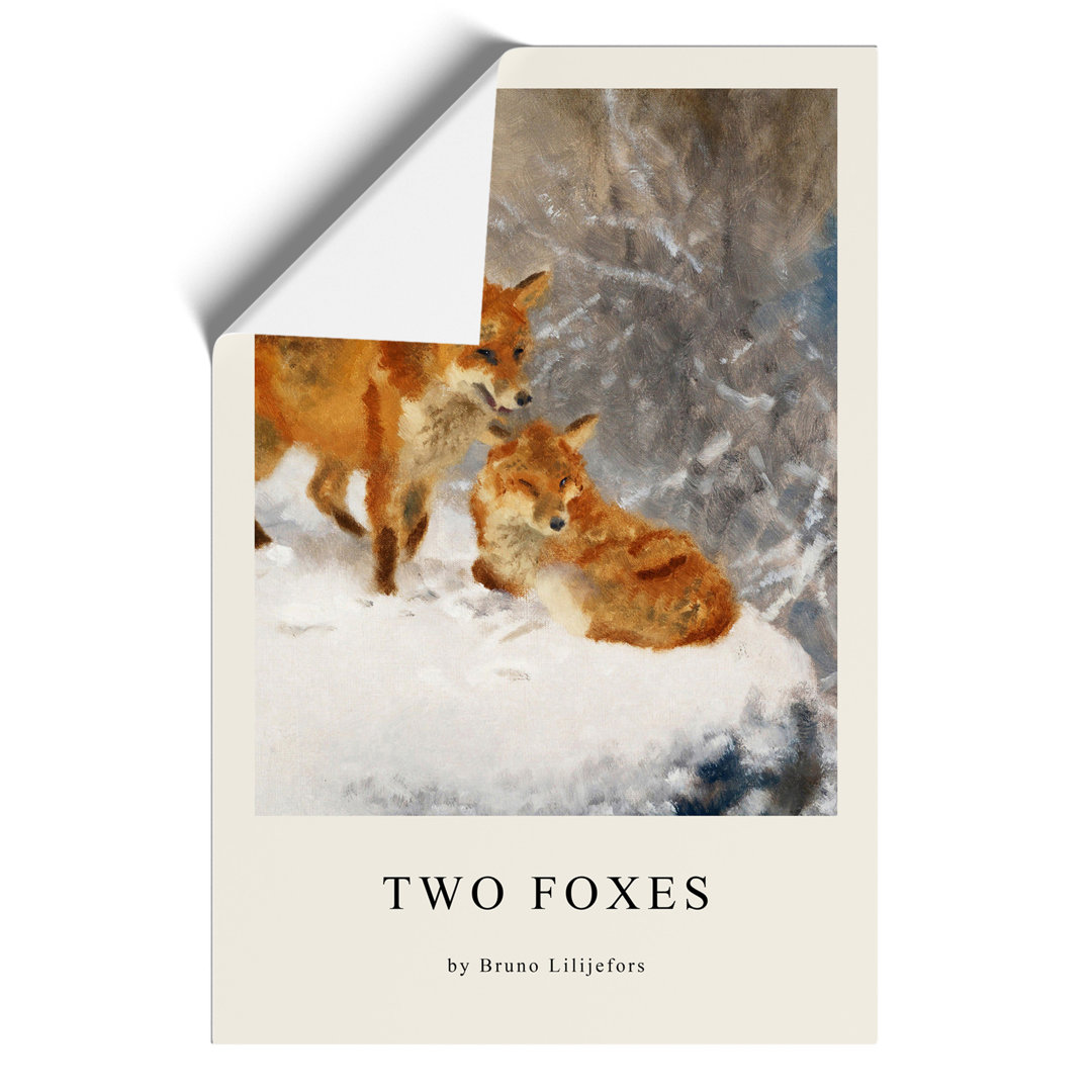 Two Foxes Print by Bruno Liljefors - Frameless Print