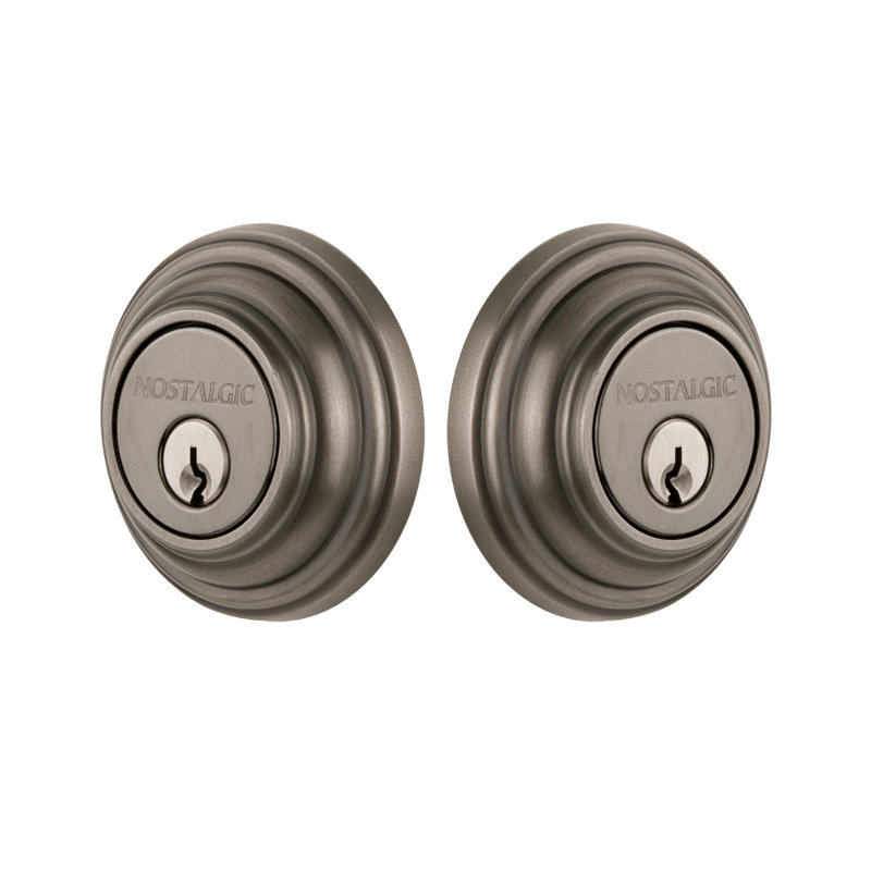 Nostalgic Warehouse Classic Rosette Double Cylinder Deadbolt, Antique Pewter