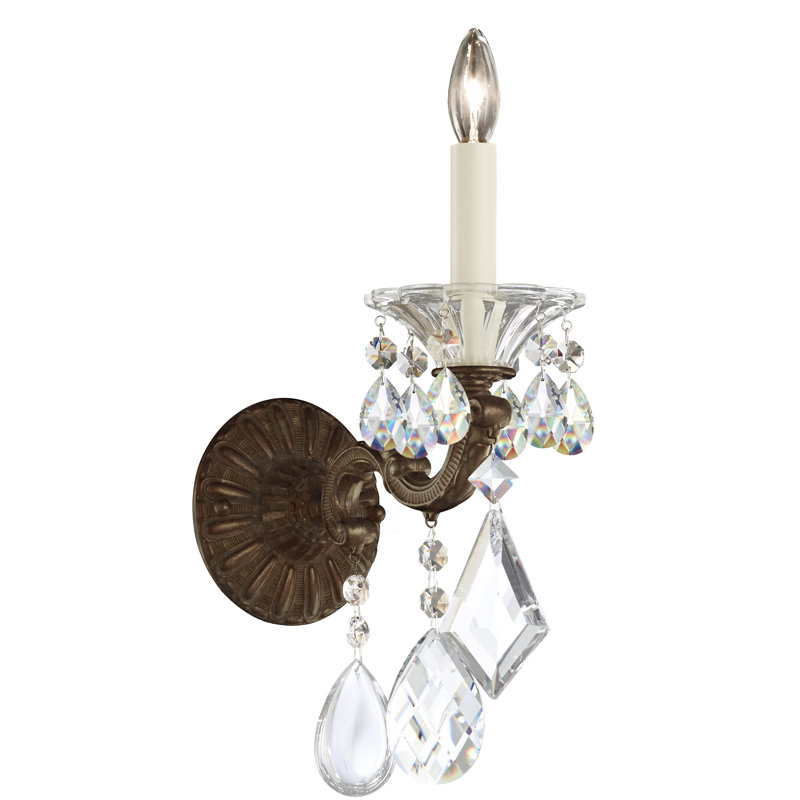 La Scala Candle Wall Light, Heirloom Bronze, Handcut Clear