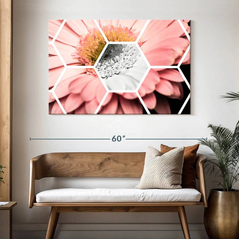 Harberk rose Gerbera hexagone, H 32 po x l 48 po