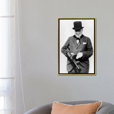 Winston Churchill rend visite aux Troupes qui protègent l'Angleterre contre une invasion côtière allemande - reproduction de photo