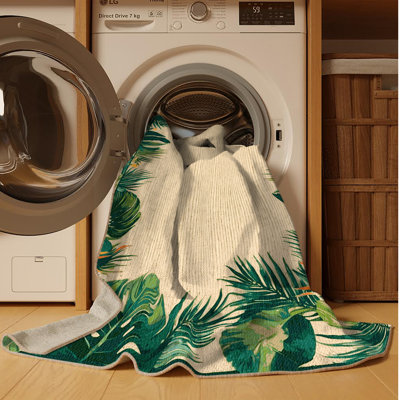 Washable Tropical Border Coastal Area Rug