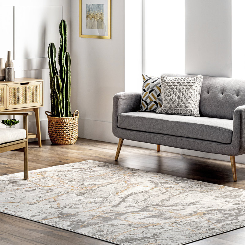 Tapis abstrait beige / gris, Rectangle 5 pi x 8 pi