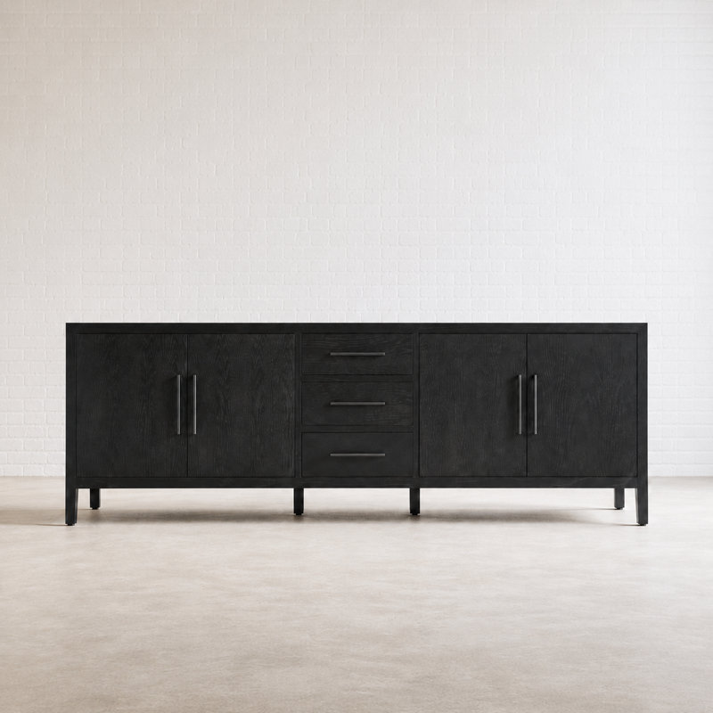 Hitomi 94'' Solid Wood Sideboard, Black Oak