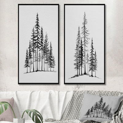 «Pine Tree Forest In Winter Wonderland - Pine», reproduction d'art sur toile 2 pièces