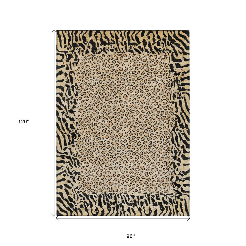 Tapis intérieur lavable à motif animal doré 8 pi x 10 pi