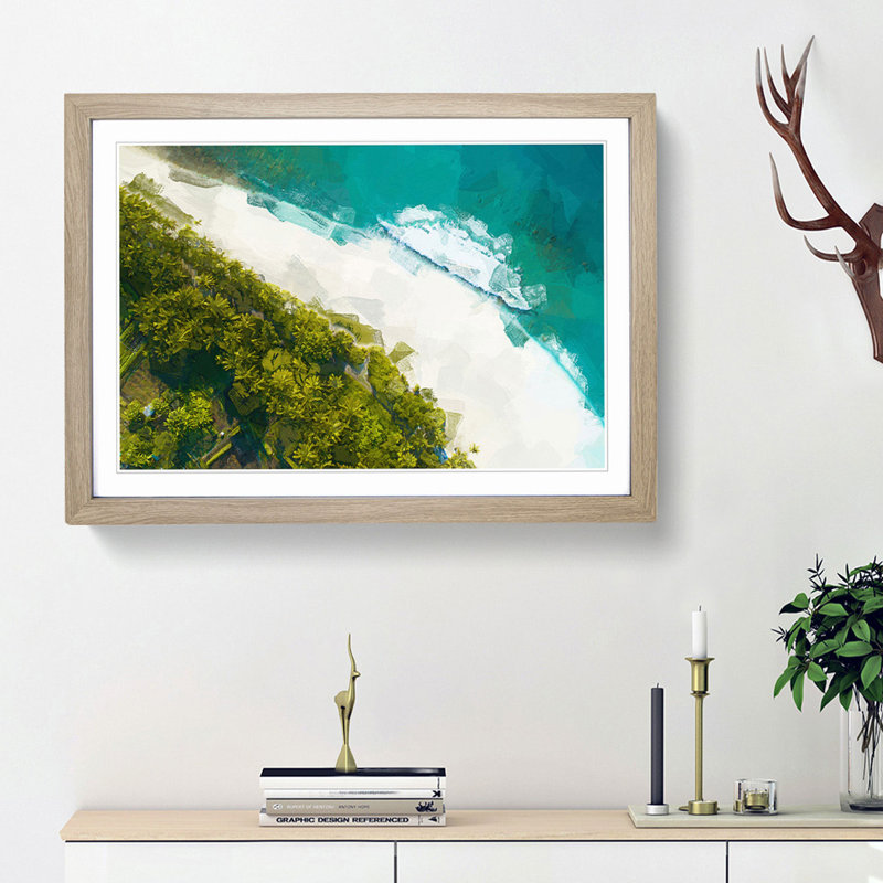Beach View in the Maldives in Abstract - Picture Frame Photograph Print, 27cm H x 36cm W x 2cm D, Oak Framed