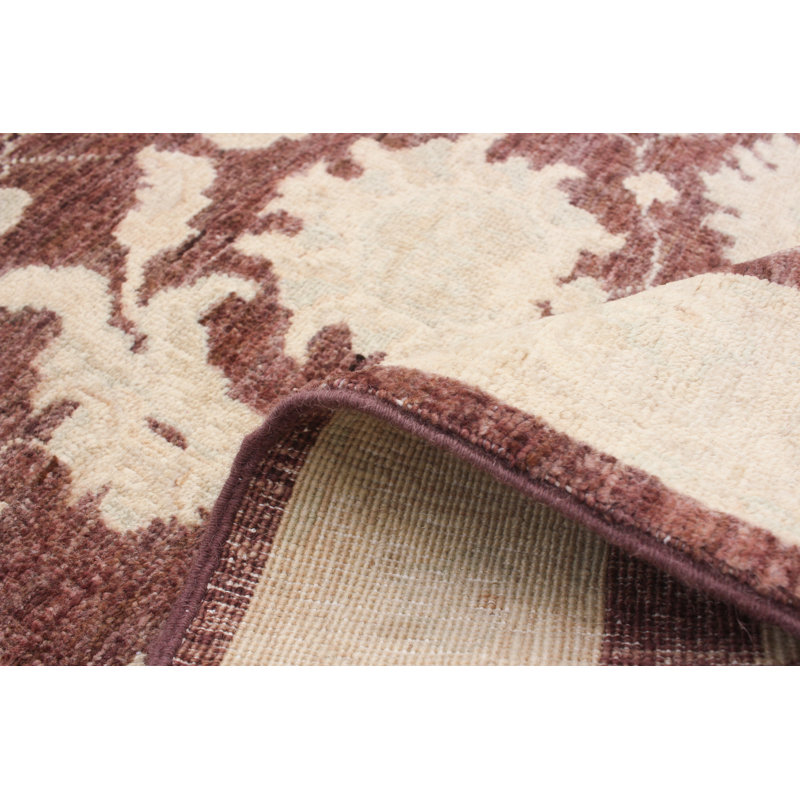 Tapis zone en laine brun/ivoire 2 pi 10 po x 4 pi 8 po noué la 2010 chobi one-of-kind Pande