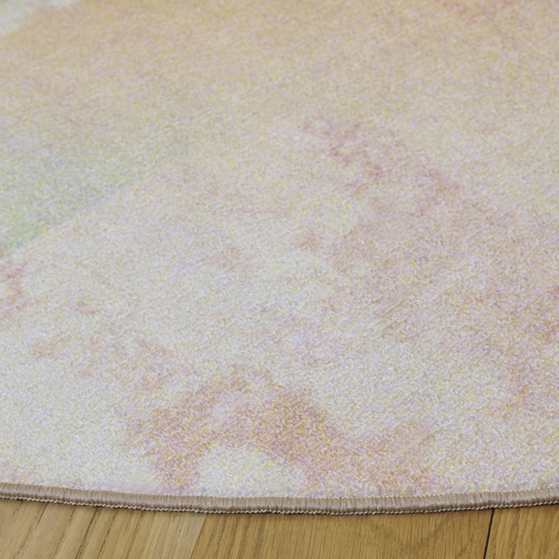 Nichalous Performance Machine Washable Geometric Rug, Round 6'7"