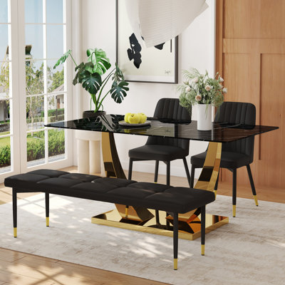 Dining Table Set, Rectangular Dining Table With 2 Chairs And 1 Bench
