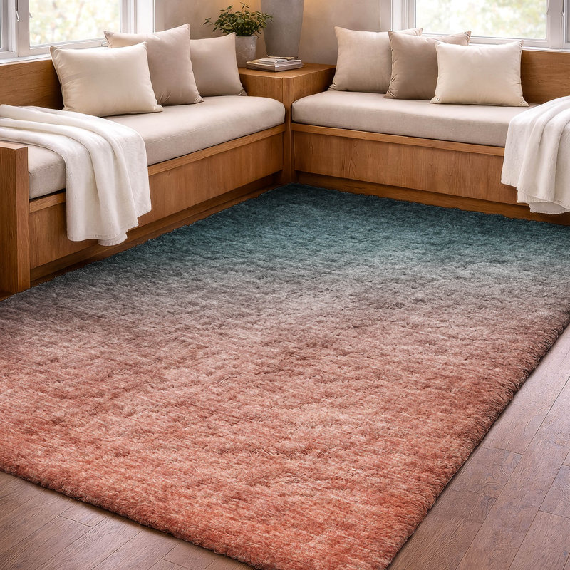 Tapis dégradé de qualité supérieure lavable à la machine ADS569, Teal, 10' x 14'