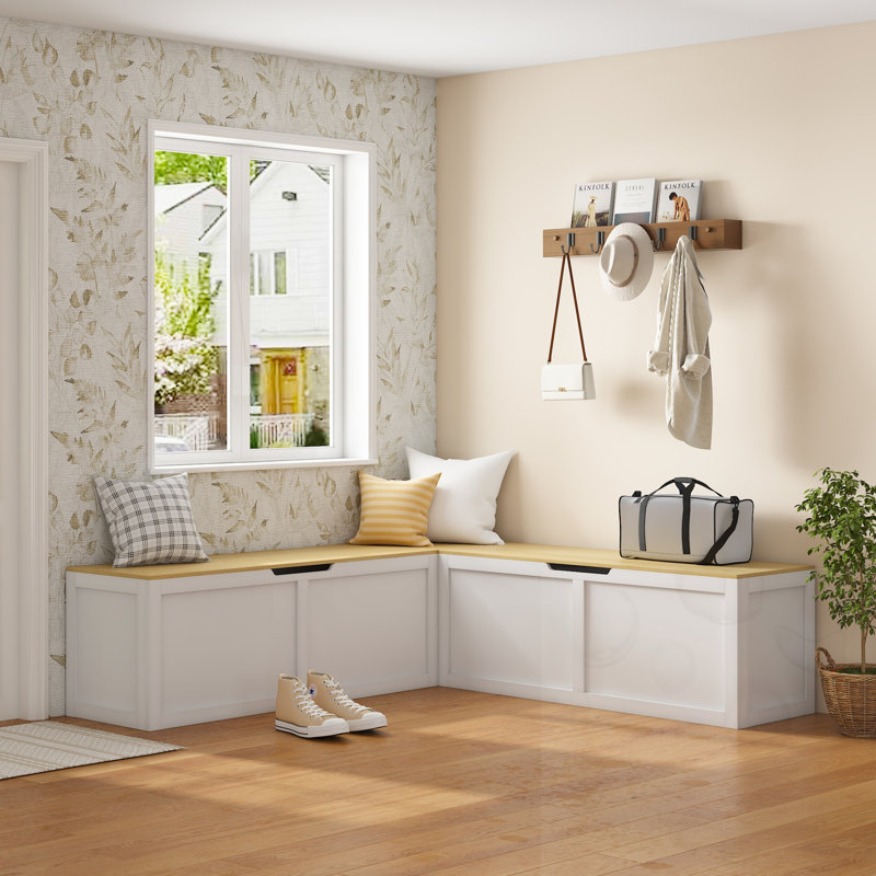 Banc de rangement à angle droit avec compartiment de rangement