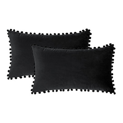 Coussin Silky Velvet Series Pom-poms