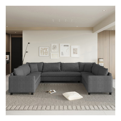 Canapé modulaire de 116 po x 92 po, ensemble de canapé en chenille en U réversible, combinaison libre, mobilier d'intérieur de style minimaliste, canapé convertible surdimensionné de 8 sièges pour le salon, appartement