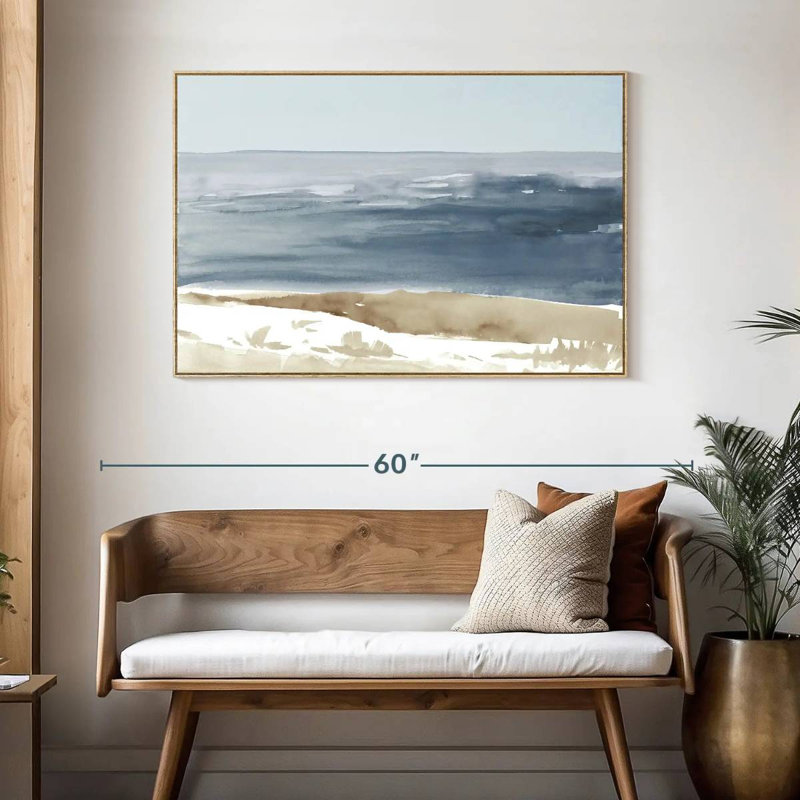 Douces côtes I, Cadre flottant en bois naturel, 46 po x 31 po