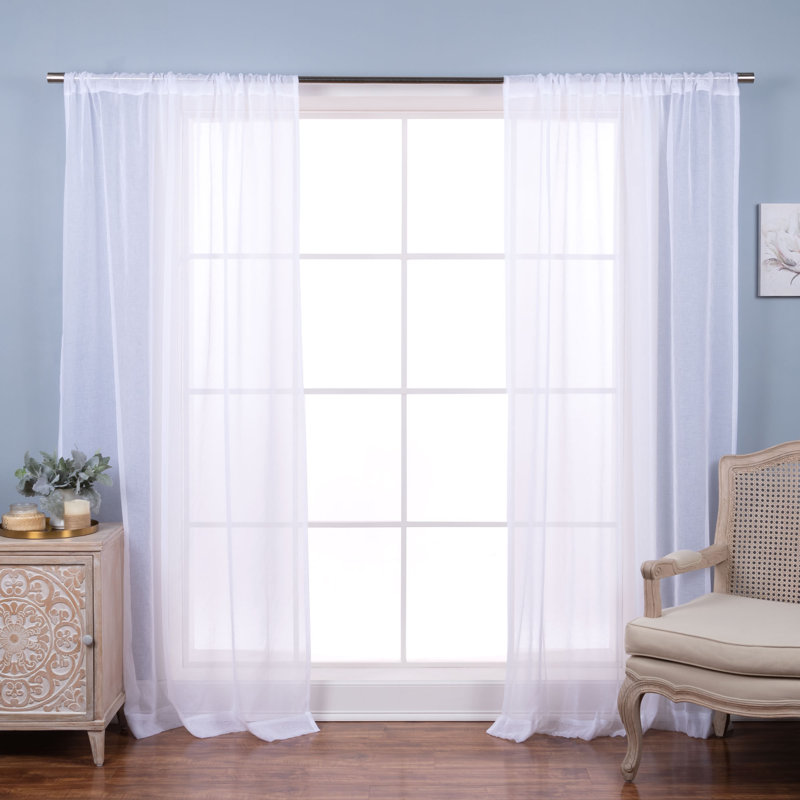 Paire de rideaux transparents avec passe-tringle Walton, Blanc, L 52 po x L 84 po