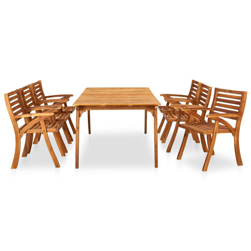 Melby 6 - Person Acacia Patio Dining Set with Rectangular Table