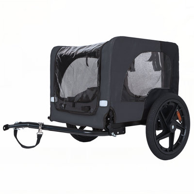 Outdoor Heavy Duty Collapsible Pet Bike Trailer with All-Terrain Wheels and Universal Hitch for Small to Medium Pets