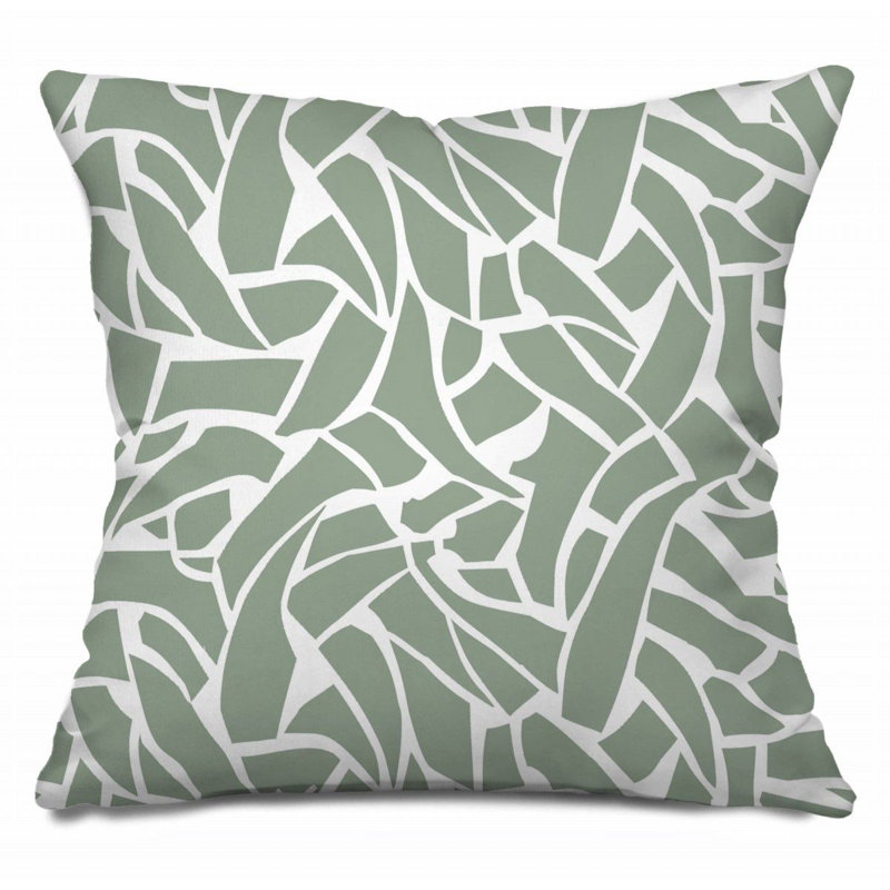 Coussin décoratif abstrait à motif de feuillage, sergé de coton - 12328, H 16 po x l 16 po