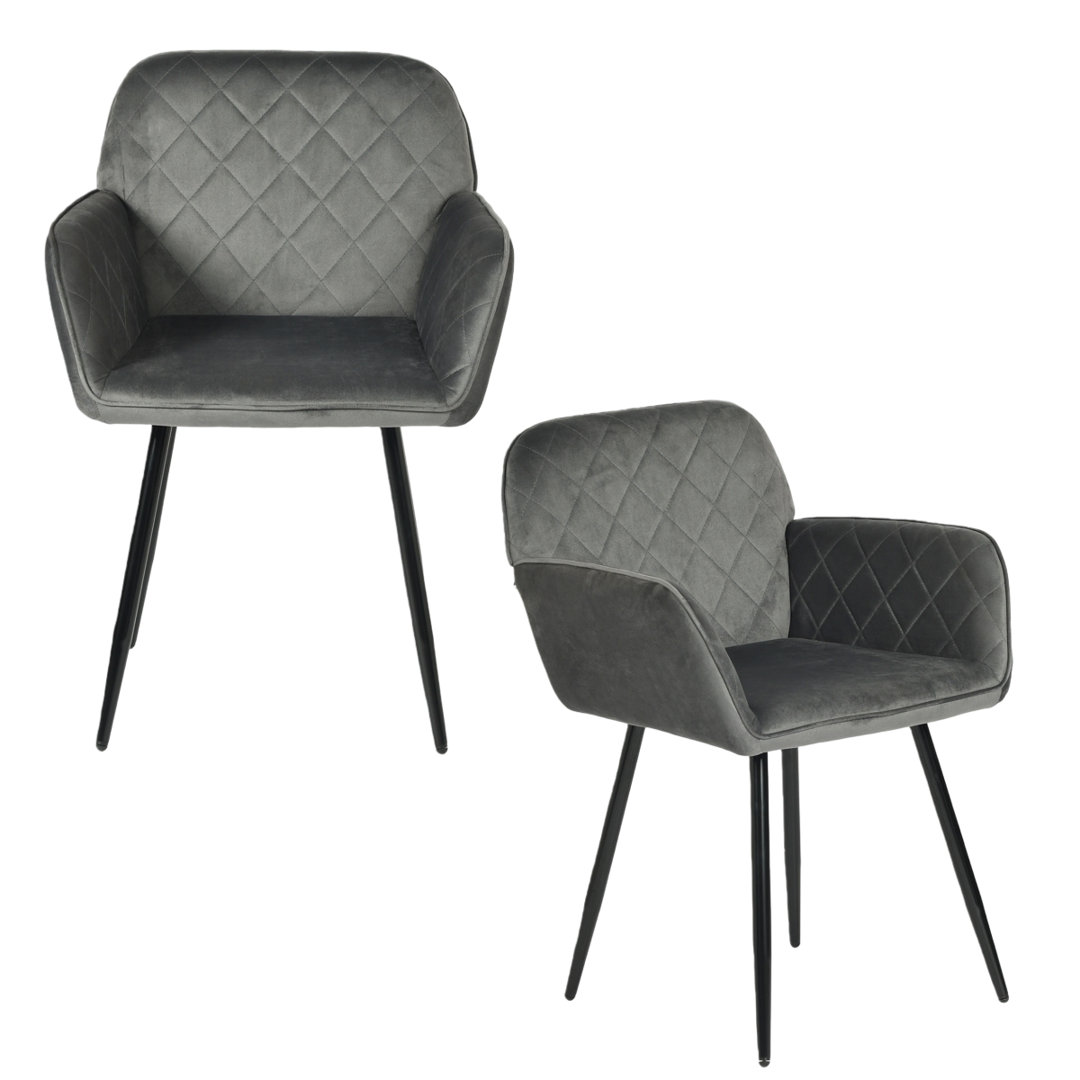 Dining Chairs, Set Of 2, Kitchen Chairs, Living Room Chairs With Armrests, Velvet Chair With Metal Legs, Modern Comfortable Armchair For Dining Room,