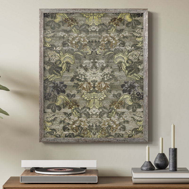 Reproduction florale vintage avec encadrement CECLXVII - bois massif, H 30 po x l 24 po