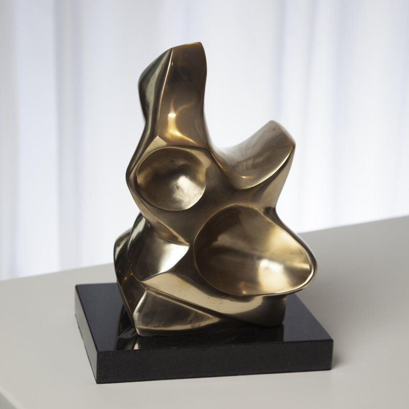 Mid-Century Abstract Brass Figural Sculpture on Marble Base