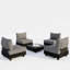 Ensemble modulaire de patio 5 pièces en aluminium gris avec chaises modulaires et table basse