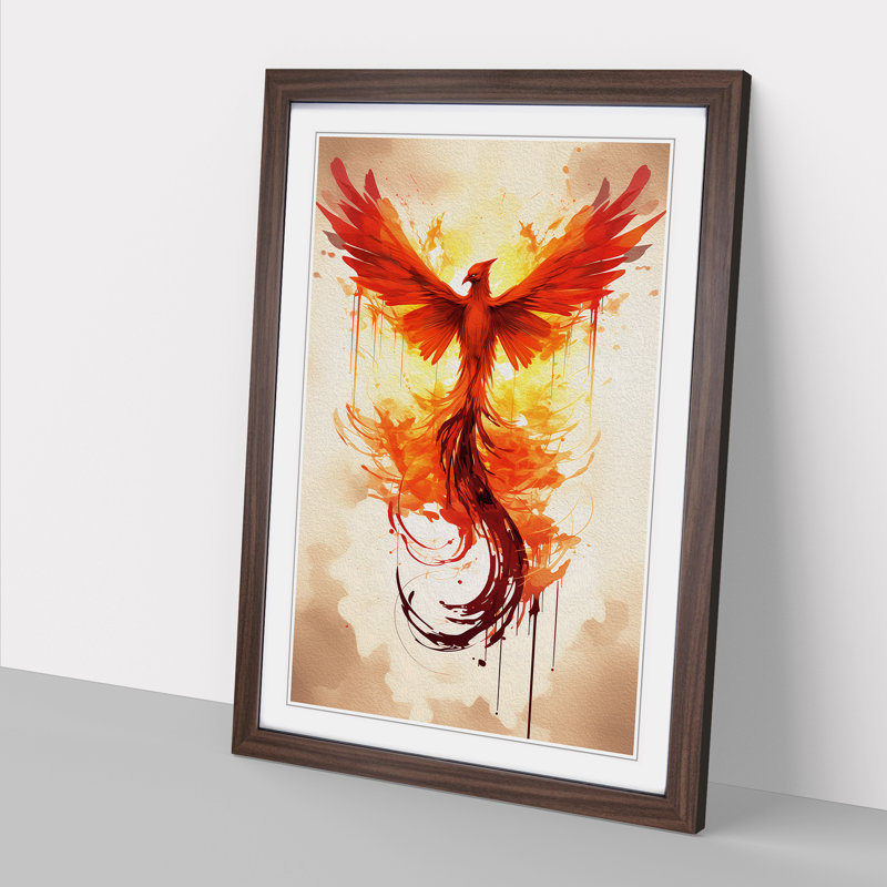 Phoenix Minimalism No.2 - Single Picture Frame Print on Wood, 46cm H x 34cm W x 2cm D, Walnut