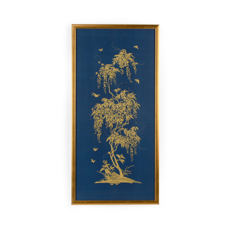 Gold Flowering Tree On Blue B Painting